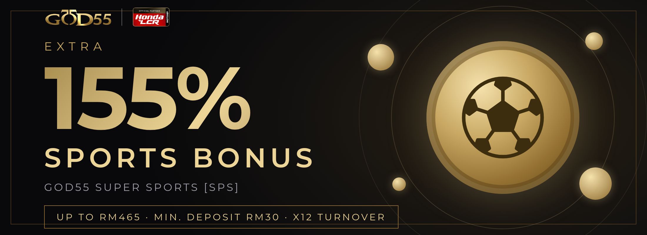 GOD55 Extra 155% Sports Bonus Malaysia