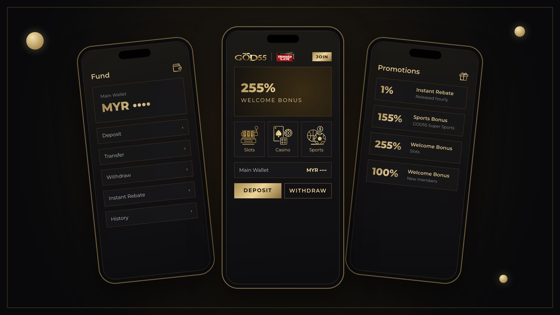 GOD55 mobile app interface