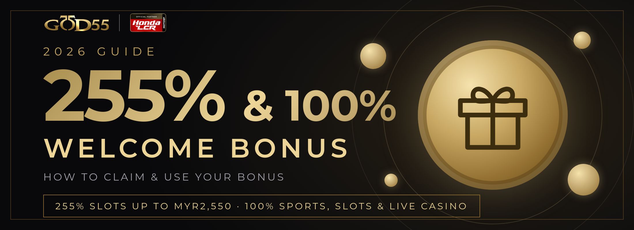 GOD55 Welcome Bonus 2026 guide: 255% and 100% welcome bonus